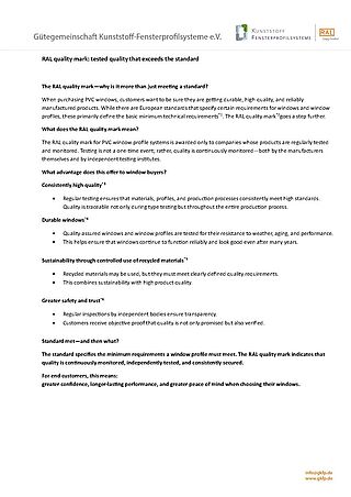 RAL information leaflet on standards – please click on the image to browse the document.